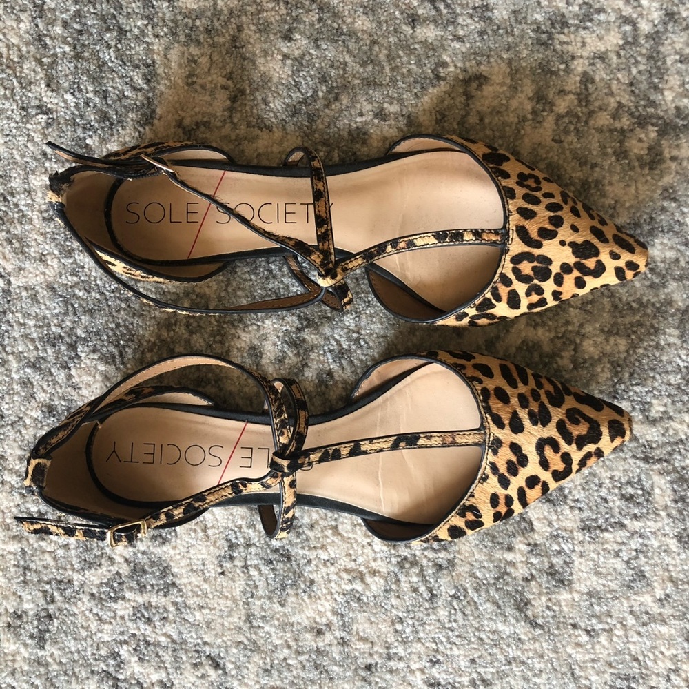 Sole Society leopard t-strap flat